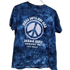 Bubba Gump Las Vegas Tie-Dye T-Shirt Make Love Not War Peace Sign Large Retro